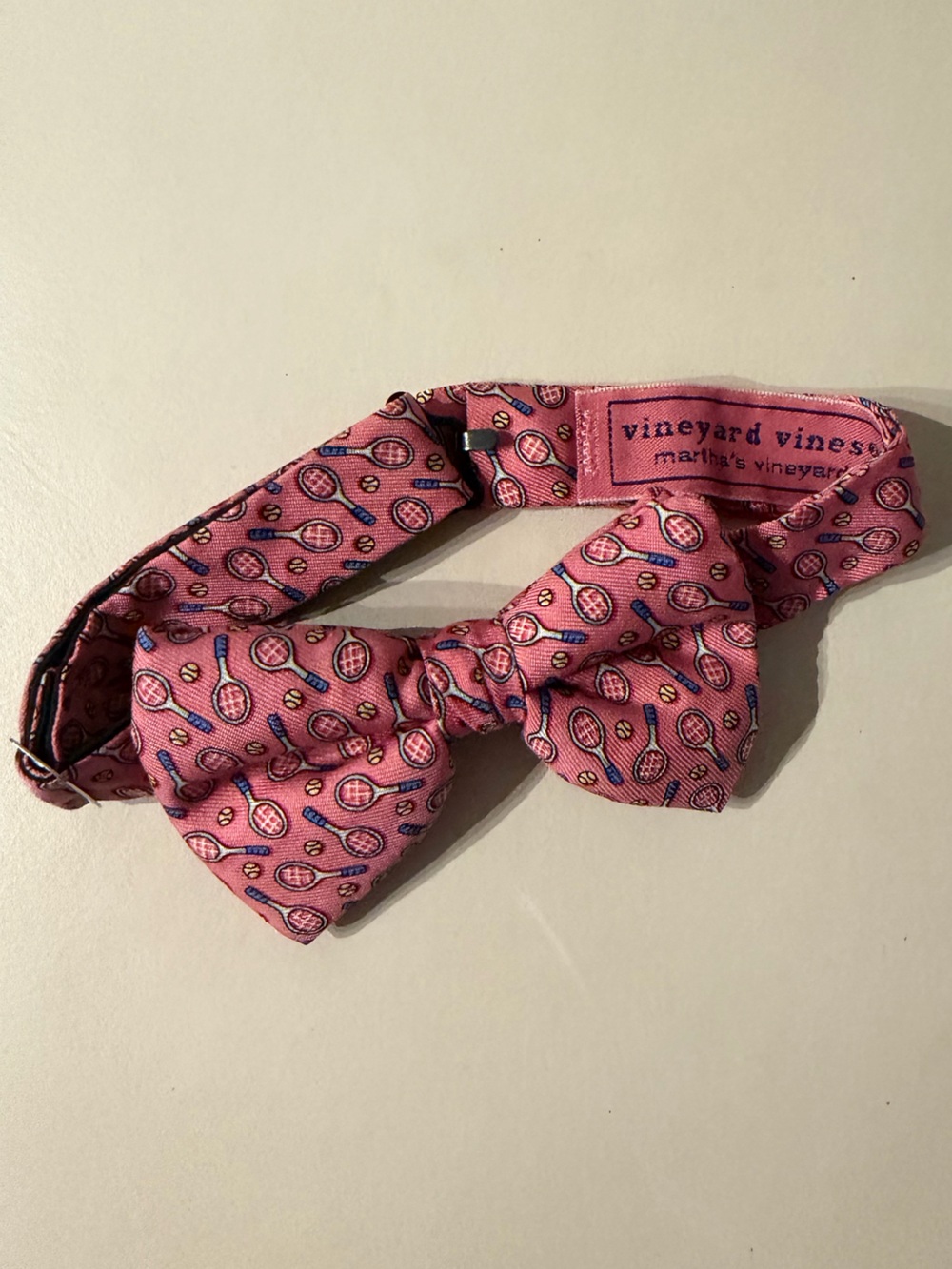 Vineyard Vines Pink Tennis Racket Print Bow tie